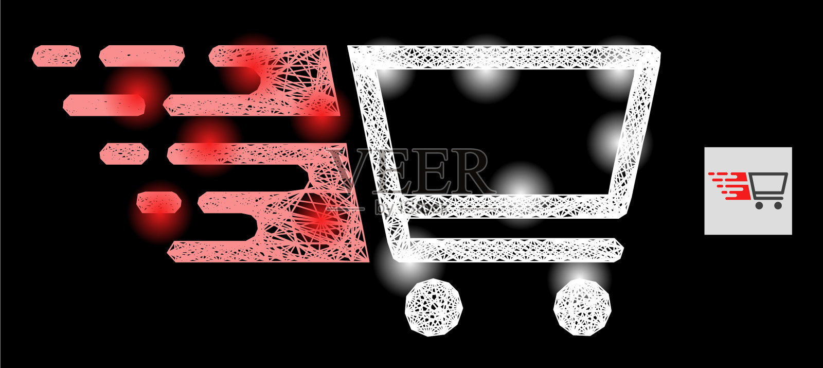 闪光交叉网格购物车与插画图片素材