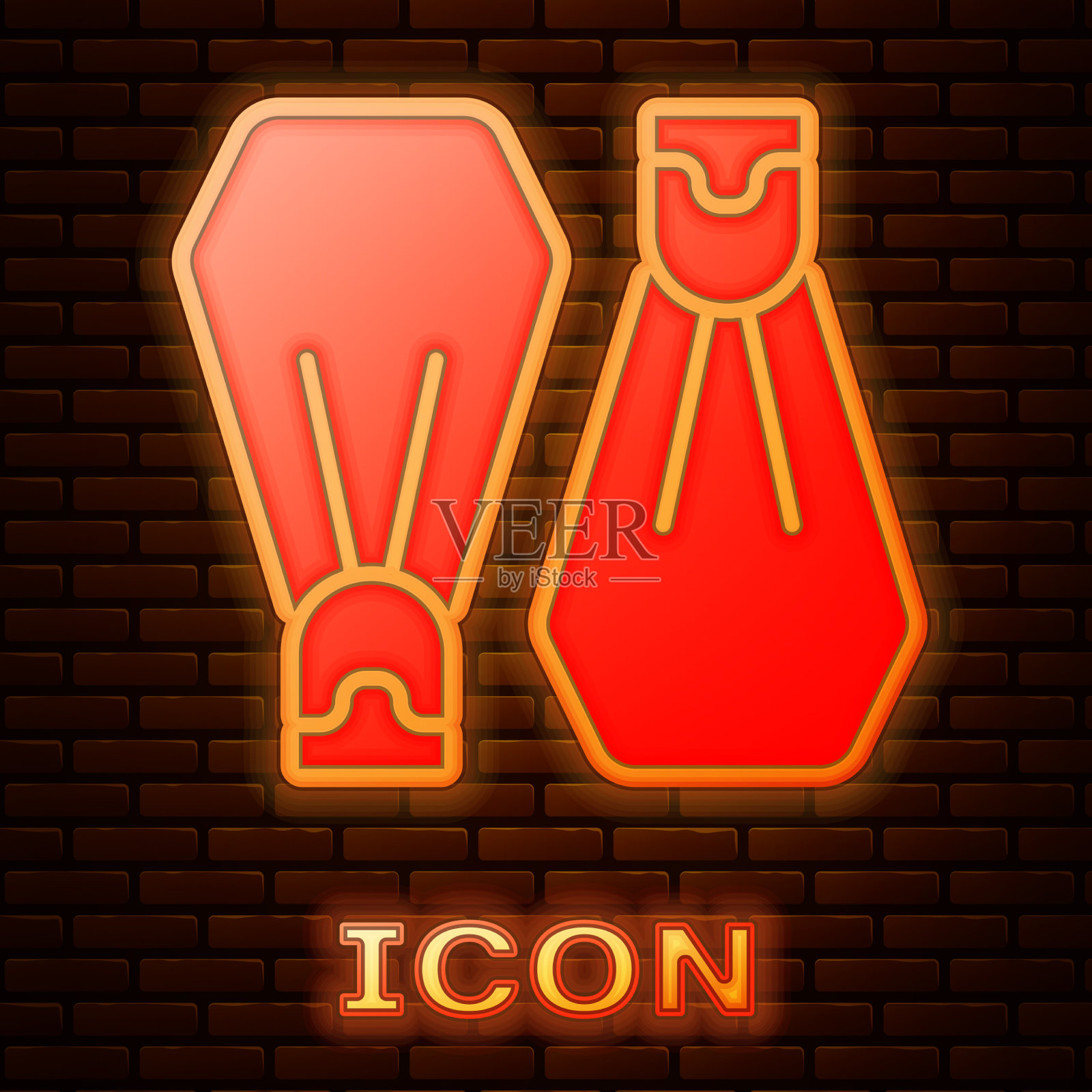 发光的霓虹灯橡胶鳍游泳图标图标素材