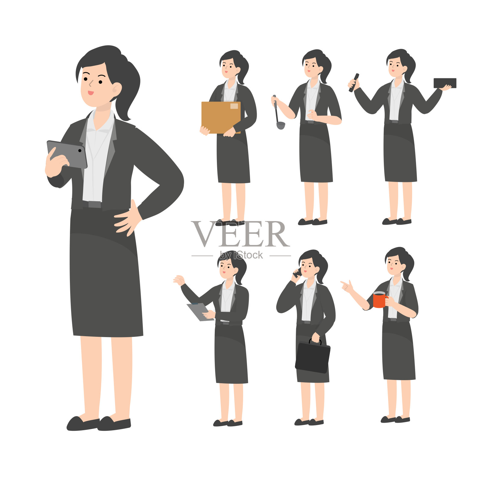 在办公室展示漫画的高年级学生插画图片素材