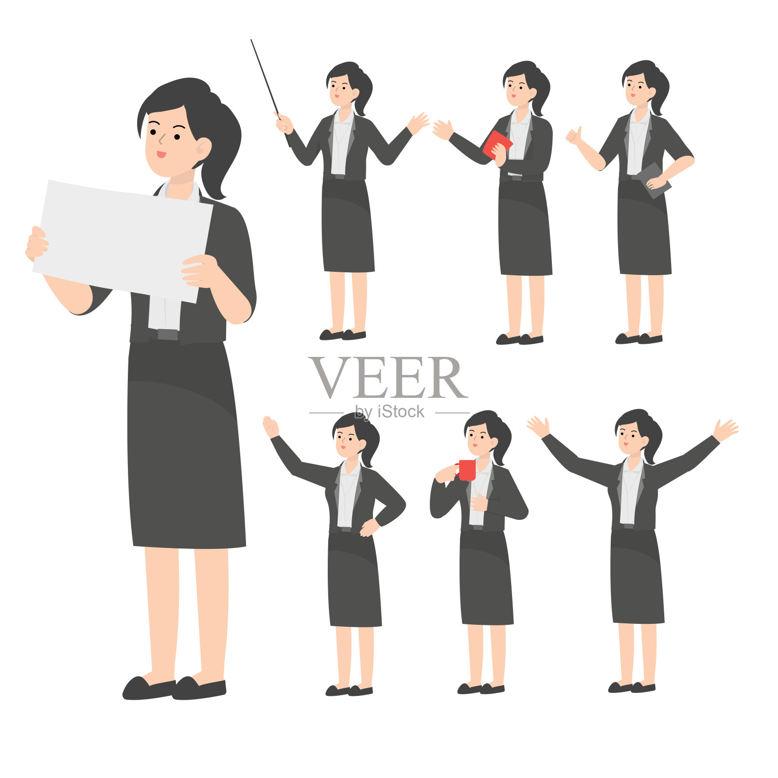 在办公室展示漫画的高年级学生插画图片素材