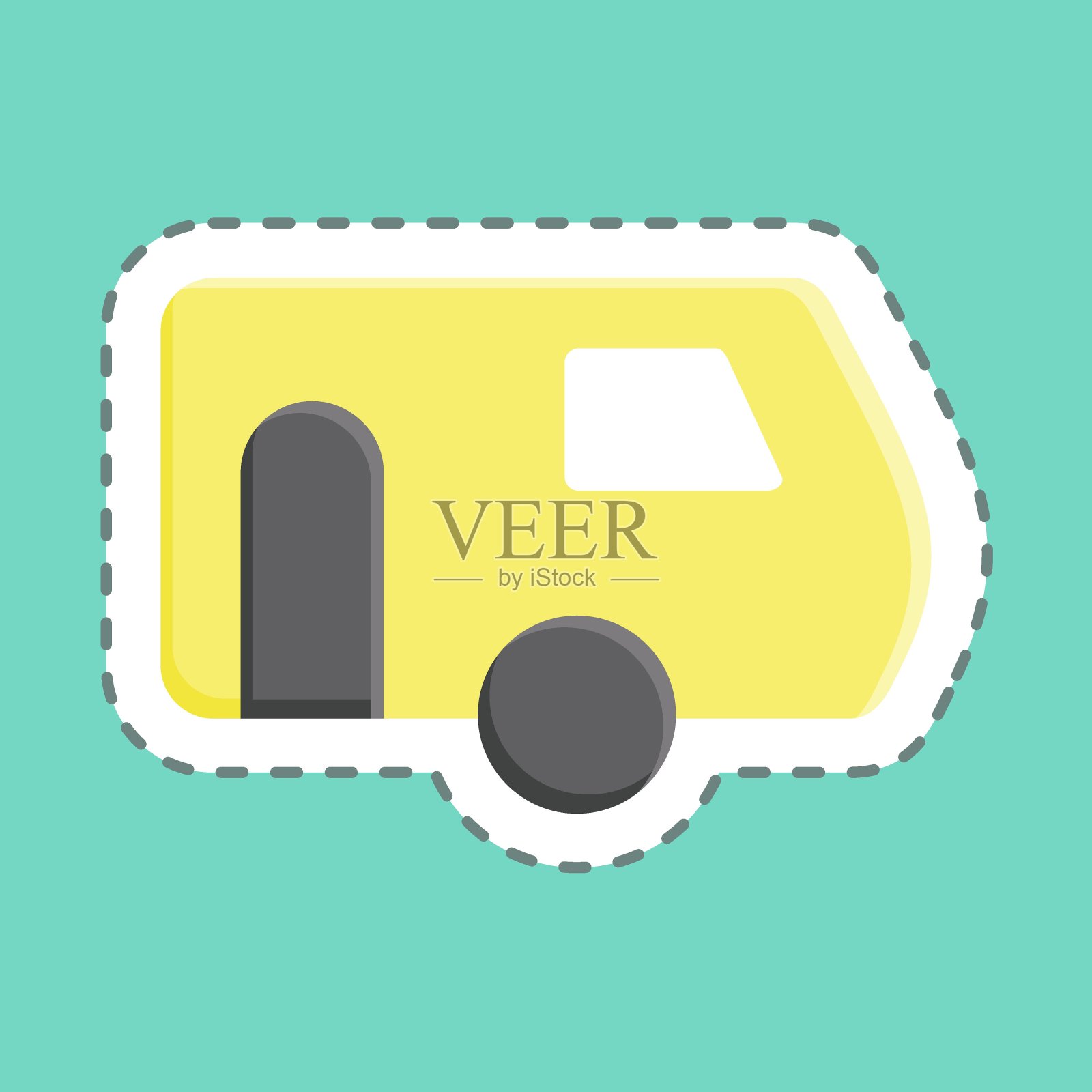 贴纸线切割大篷车。适合的教育。简单的设计可编辑。设计模板向量。简单的说明插画图片素材