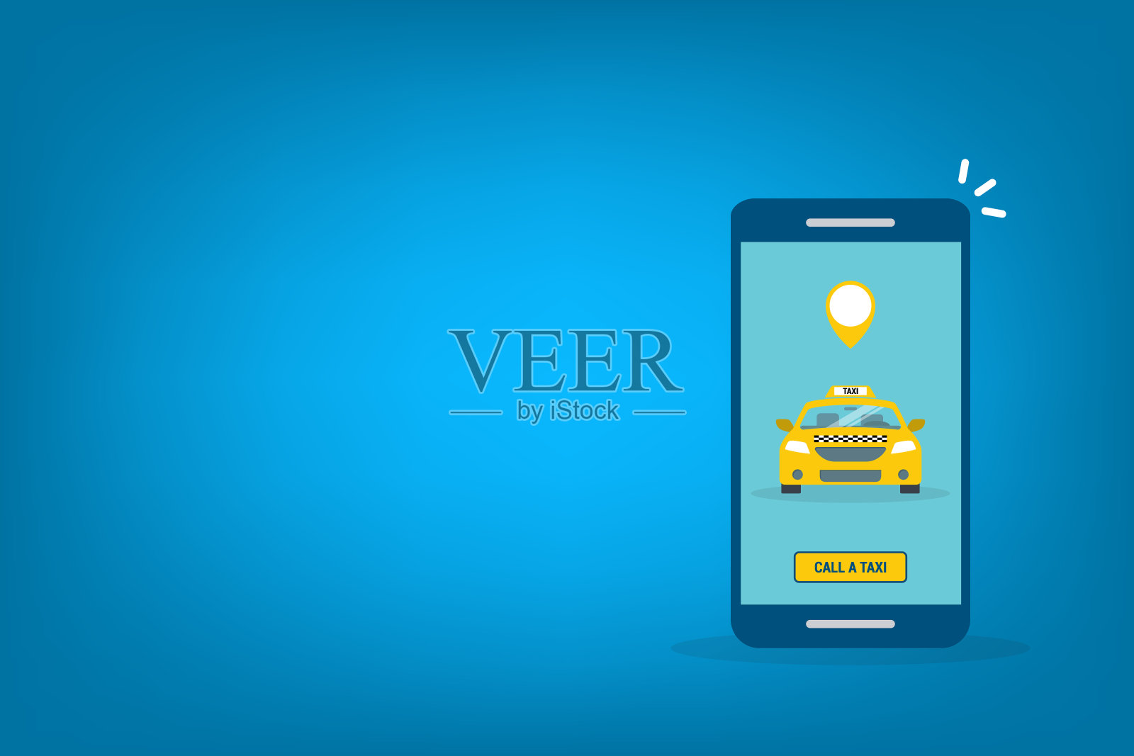 得到一辆出租车。在移动设备上呼叫出租车应用程序。插画图片素材