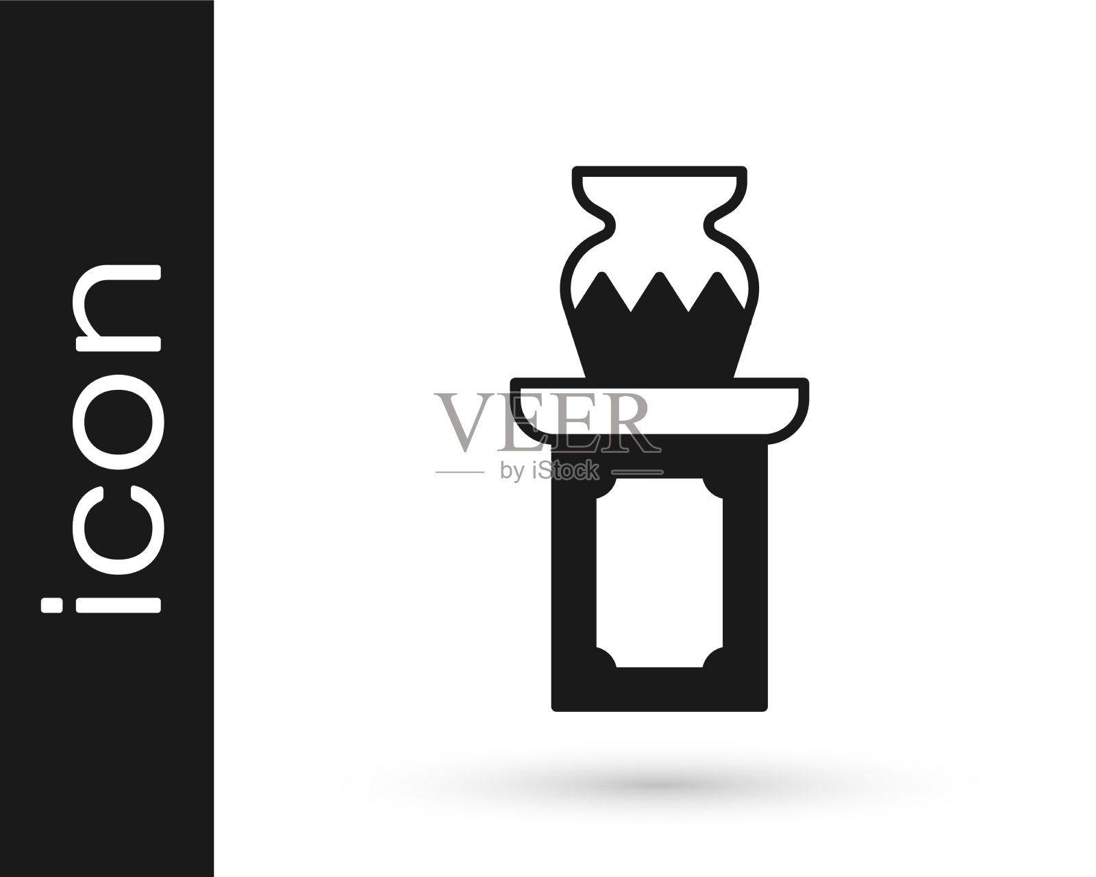 黑色拍卖古代花瓶图标孤立在白色图标素材