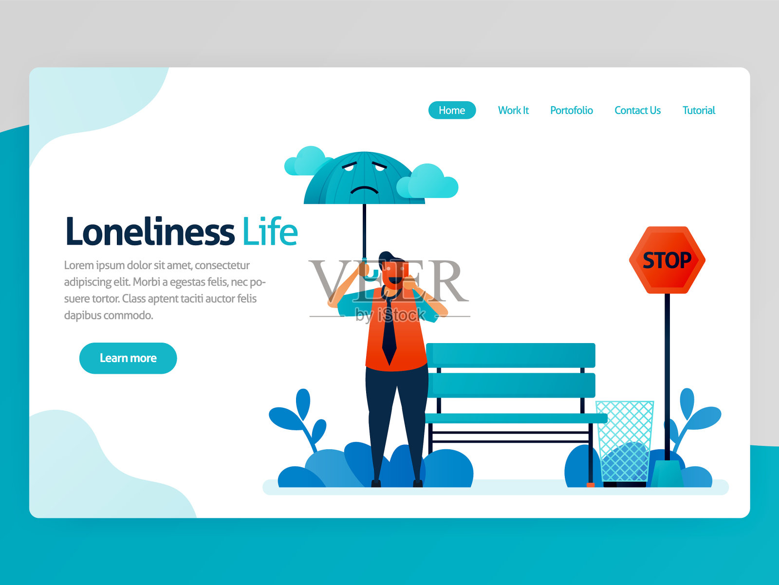 孤独人生，感觉孤独，不快乐，孤独，悲伤插画图片素材