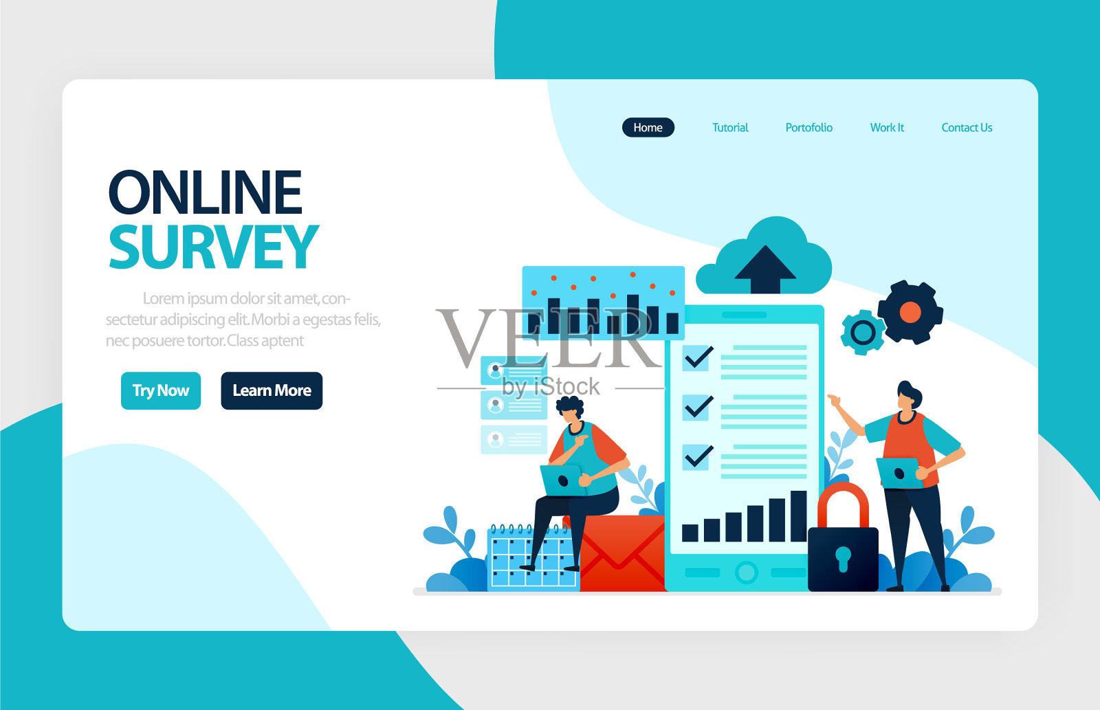 登陆页在线调查满意度反馈插画图片素材