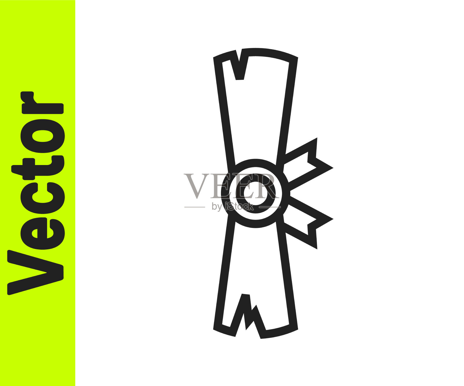 古纸莎草卷轴上孤立的黑线图标插画图片素材