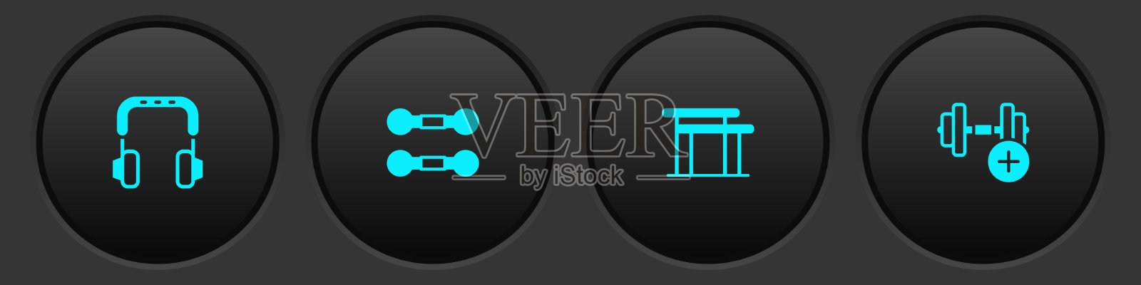 设置耳机哑铃高低杠和图标图标素材