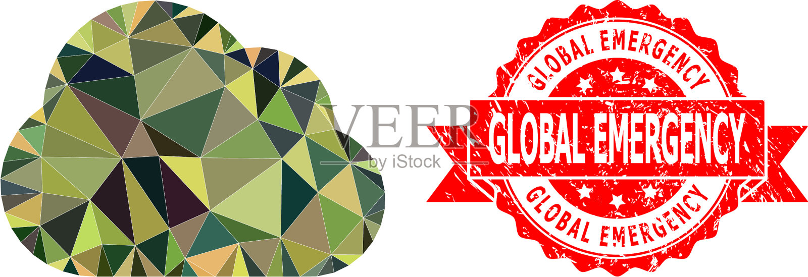 橡皮全球应急印章和云低插画图片素材