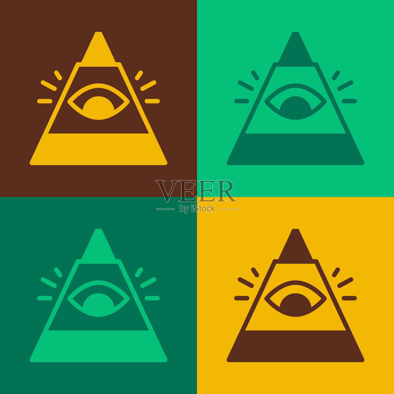 波普艺术的石匠象征万能的神的眼睛图标插画图片素材