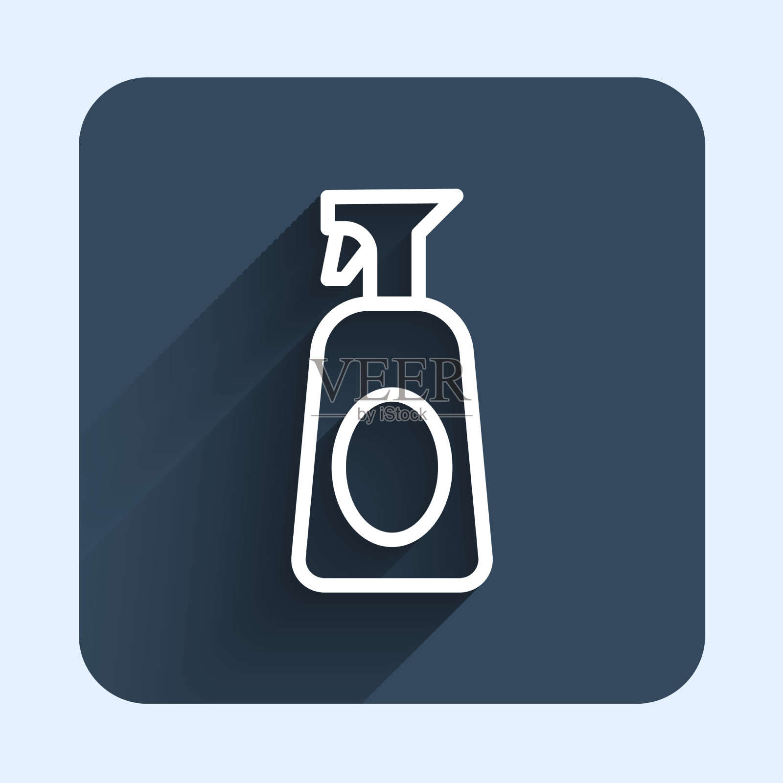 白线清洁喷雾瓶与洗涤剂图标素材