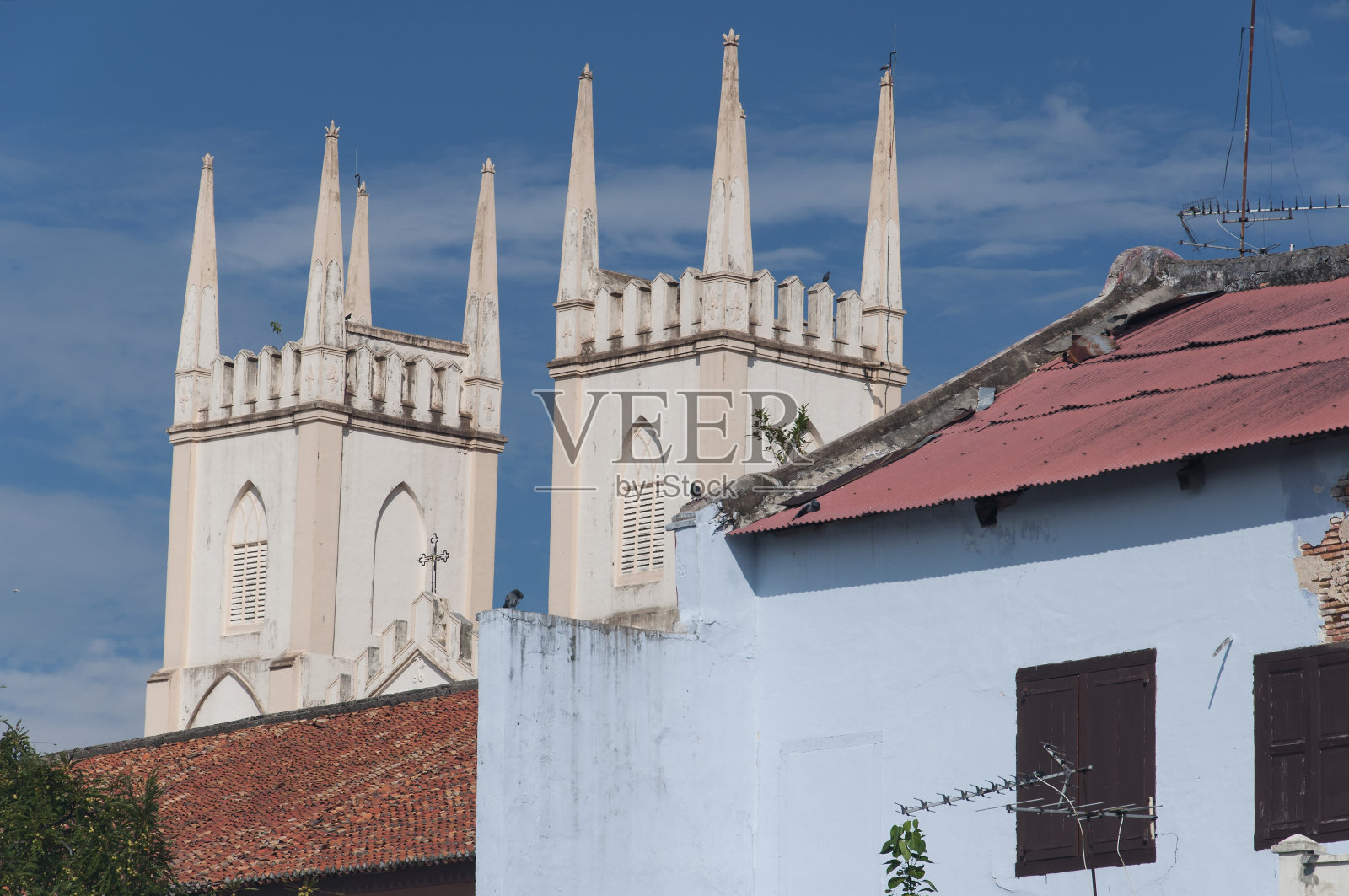 马来西亚马六甲圣方济各沙勿略教堂尖塔照片摄影图片