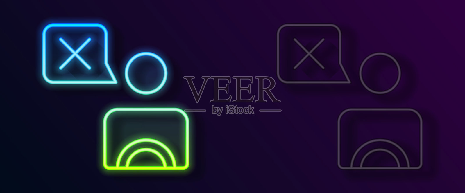 闪烁的霓虹灯线出租车司机图标孤立上图标素材