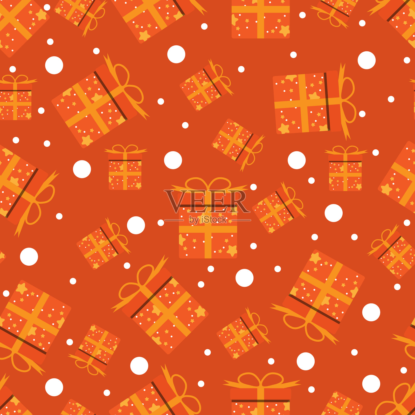 21111502礼盒图案，橙色背景插画图片素材