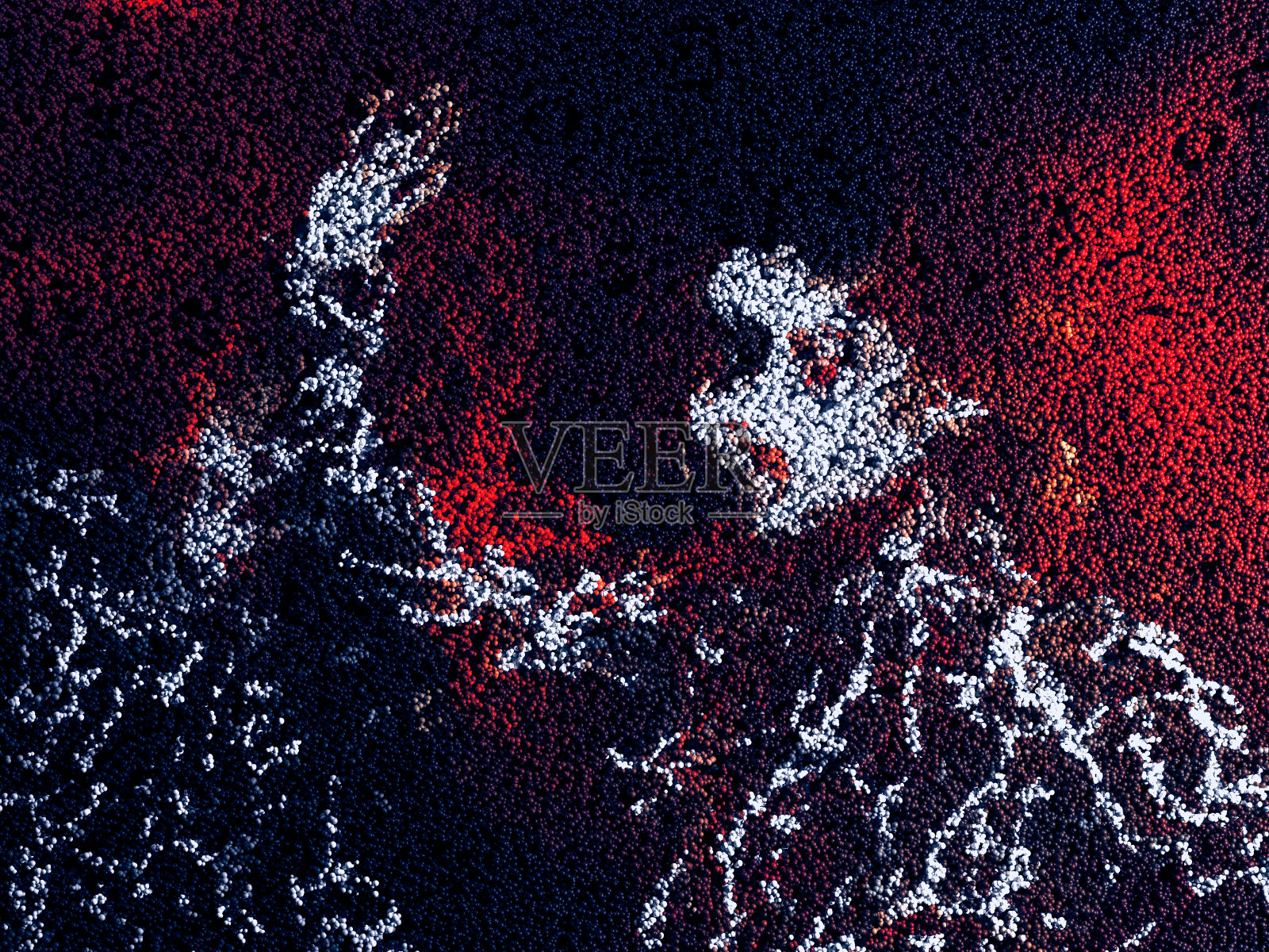 彩色粒子图像。三维抽象背景。变形Haotic运动照片摄影图片