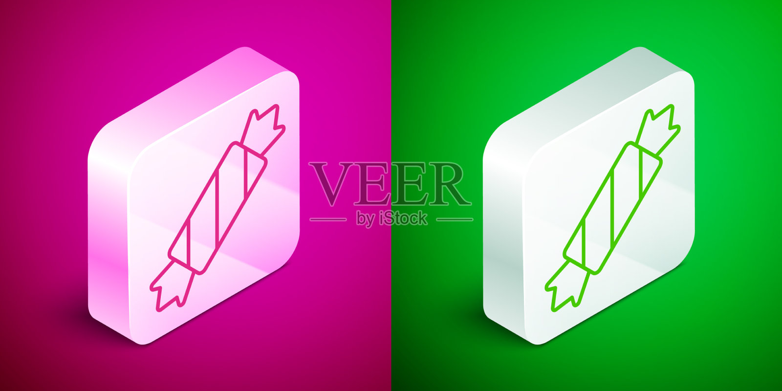 等距线糖果图标孤立在粉红色和图标素材