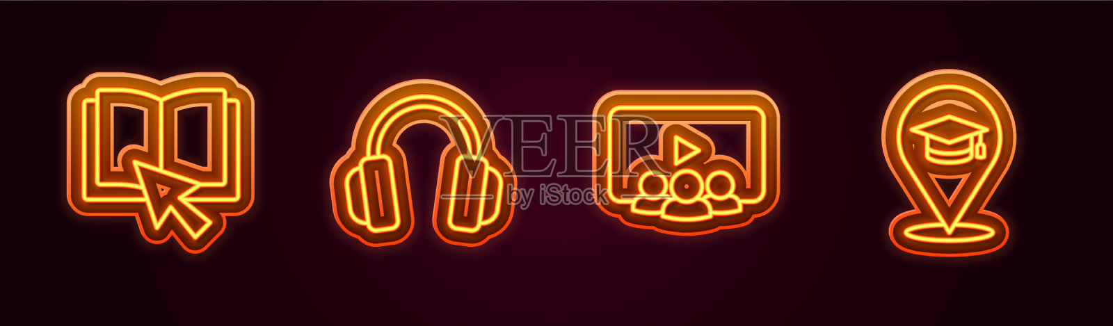 设置线在线图书耳机类和图标素材