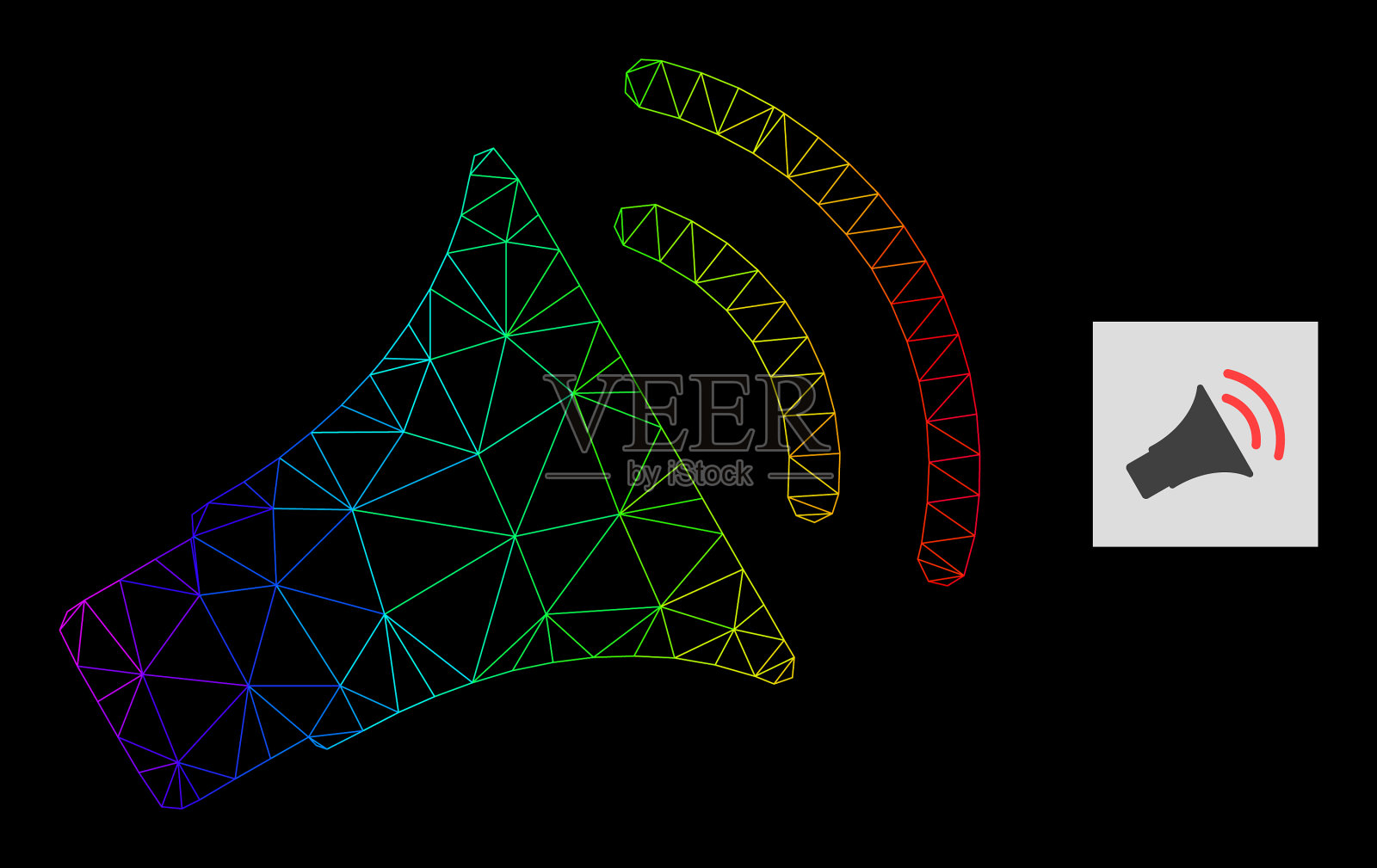 彩虹渐变多边形网格公告角插画图片素材