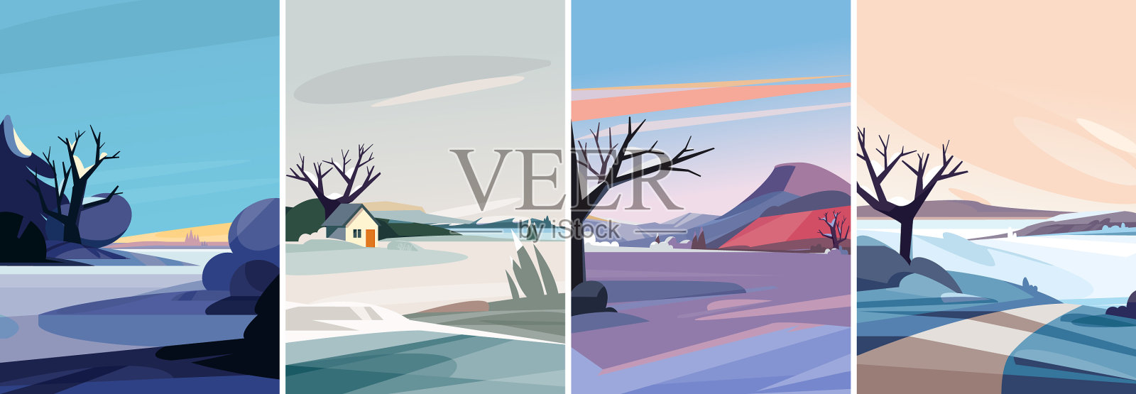 冬季景观系列插画图片素材