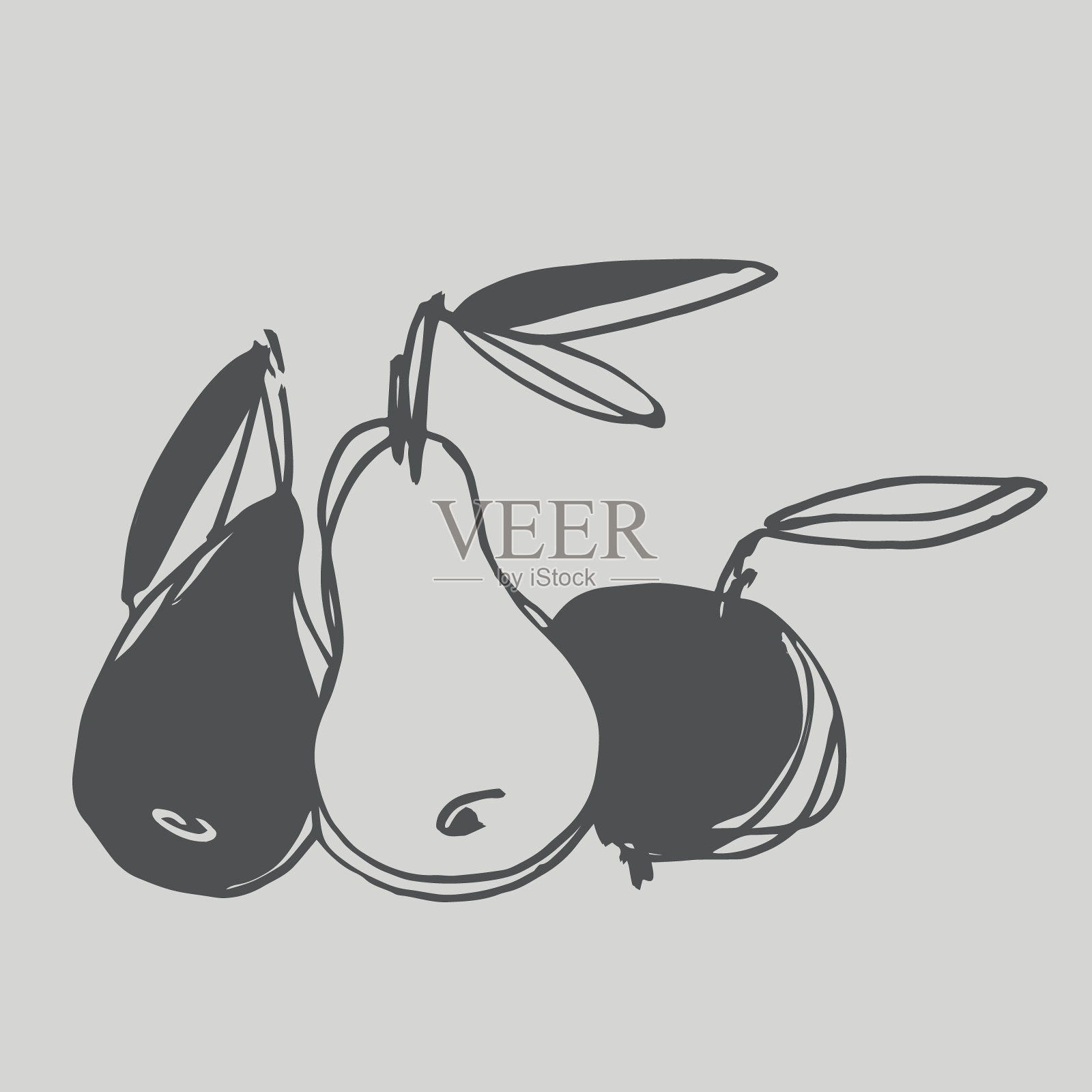 矢量图形与苹果和梨。装饰艺术打印。完美的印刷，海报，品牌，社交媒体插画图片素材