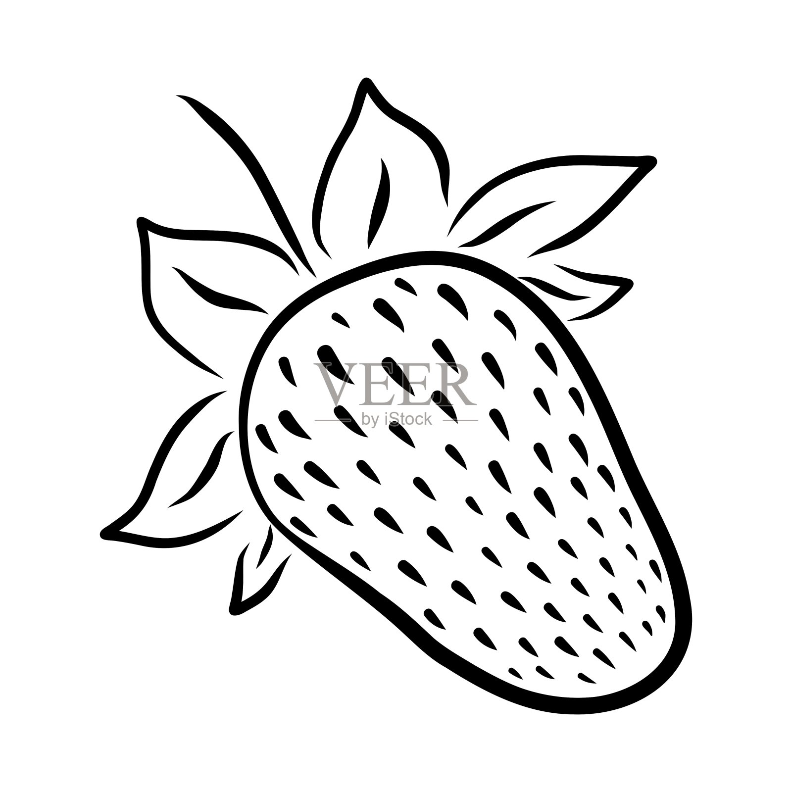 向量线性绘制草莓在白色背景插画图片素材