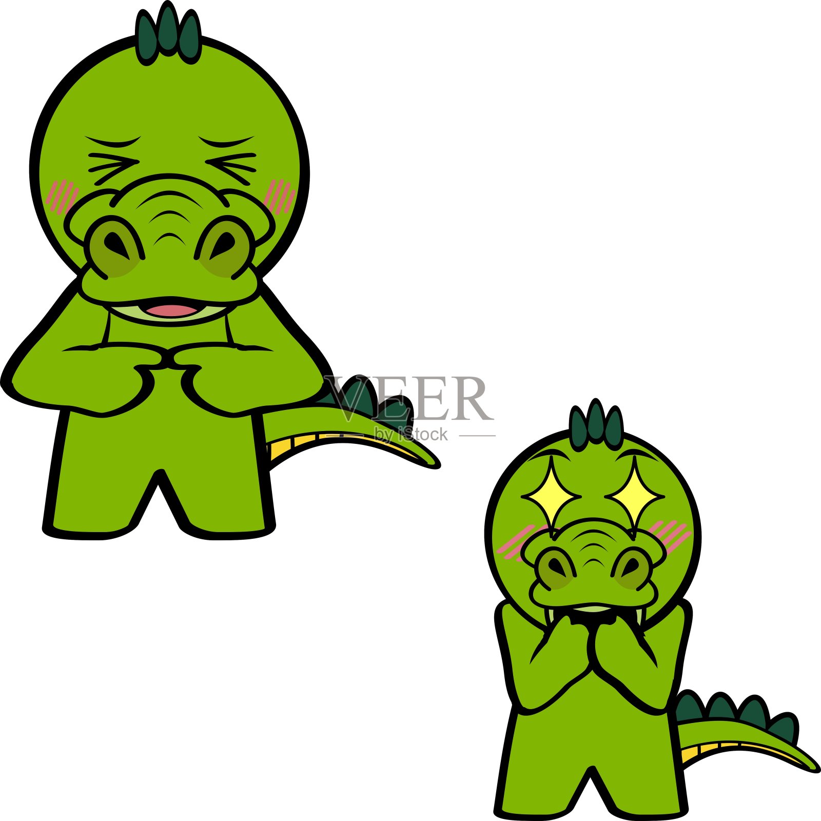 快乐鳄鱼卡通卡哇伊表情包设计元素图片