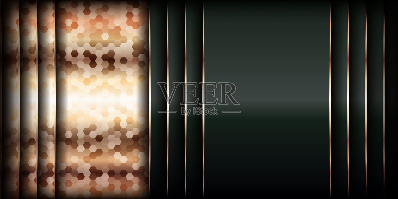 现代奢华的背景矢量叠加在深绿色和阴影黑色空间上，以抽象的风格进行设计。图形插画纹理与线条金色元素装饰插画图片素材