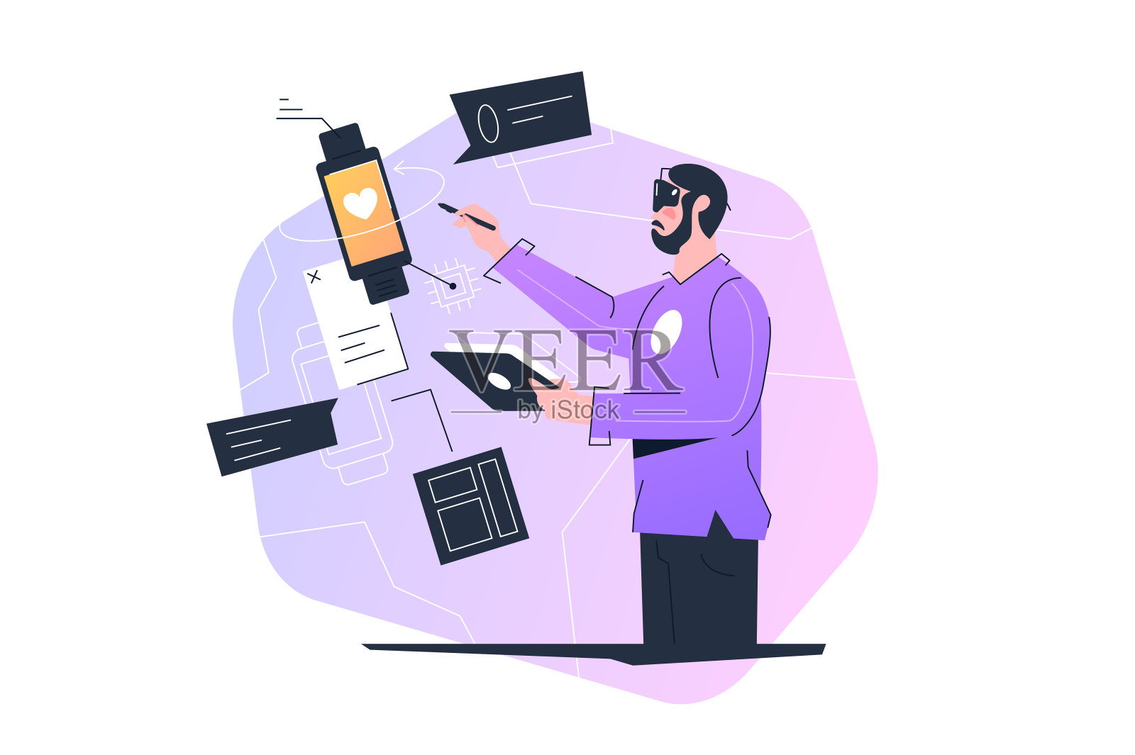 创造性的设备开发人员，网站和应用程序编程插画图片素材