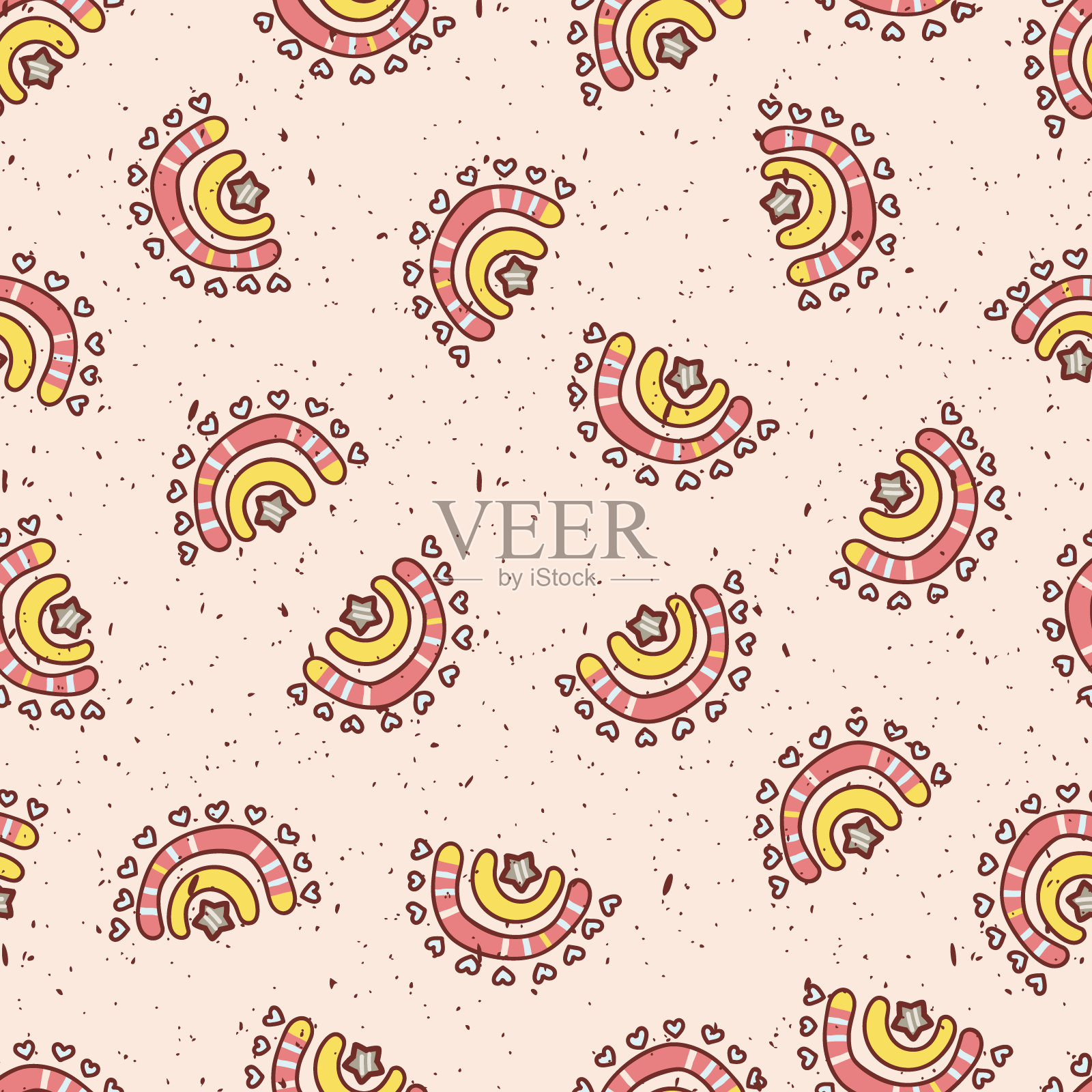 可爱的粉色彩虹矢量无缝图案插画图片素材