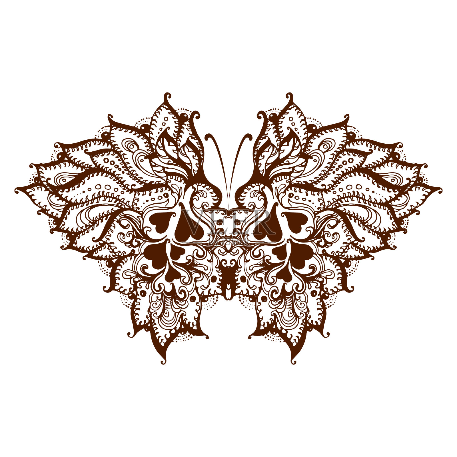 元素用指甲花画蝴蝶插画图片素材