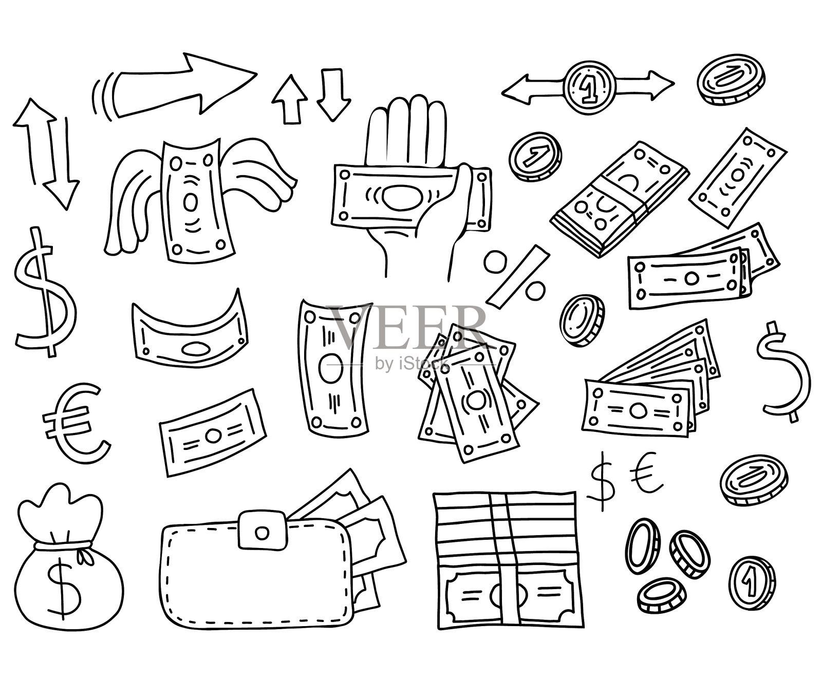 大额的纸币和钞票图标素材