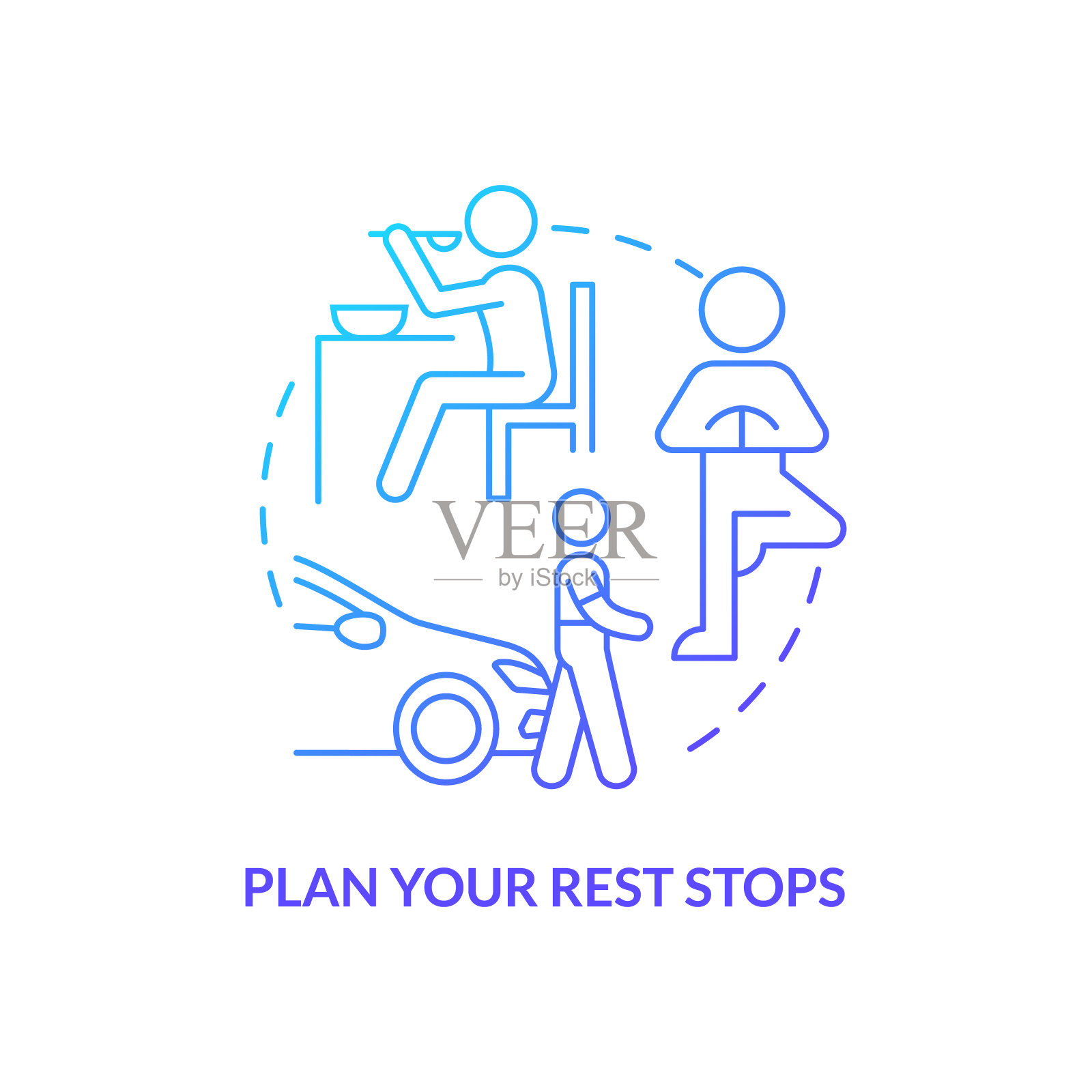 规划你休息站点的蓝色渐变概念图标插画图片素材