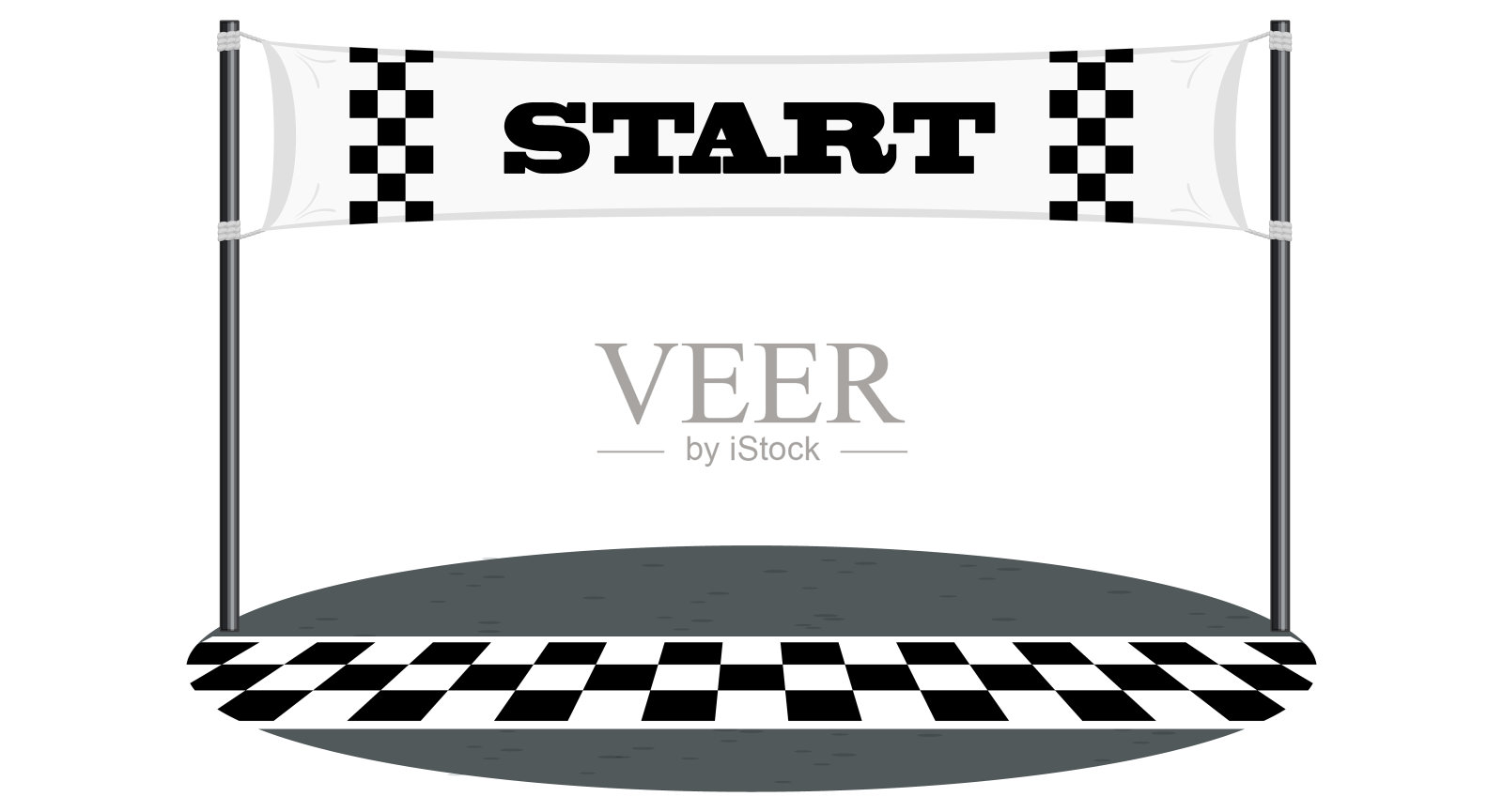 与出发旗隔离的赛道插画图片素材