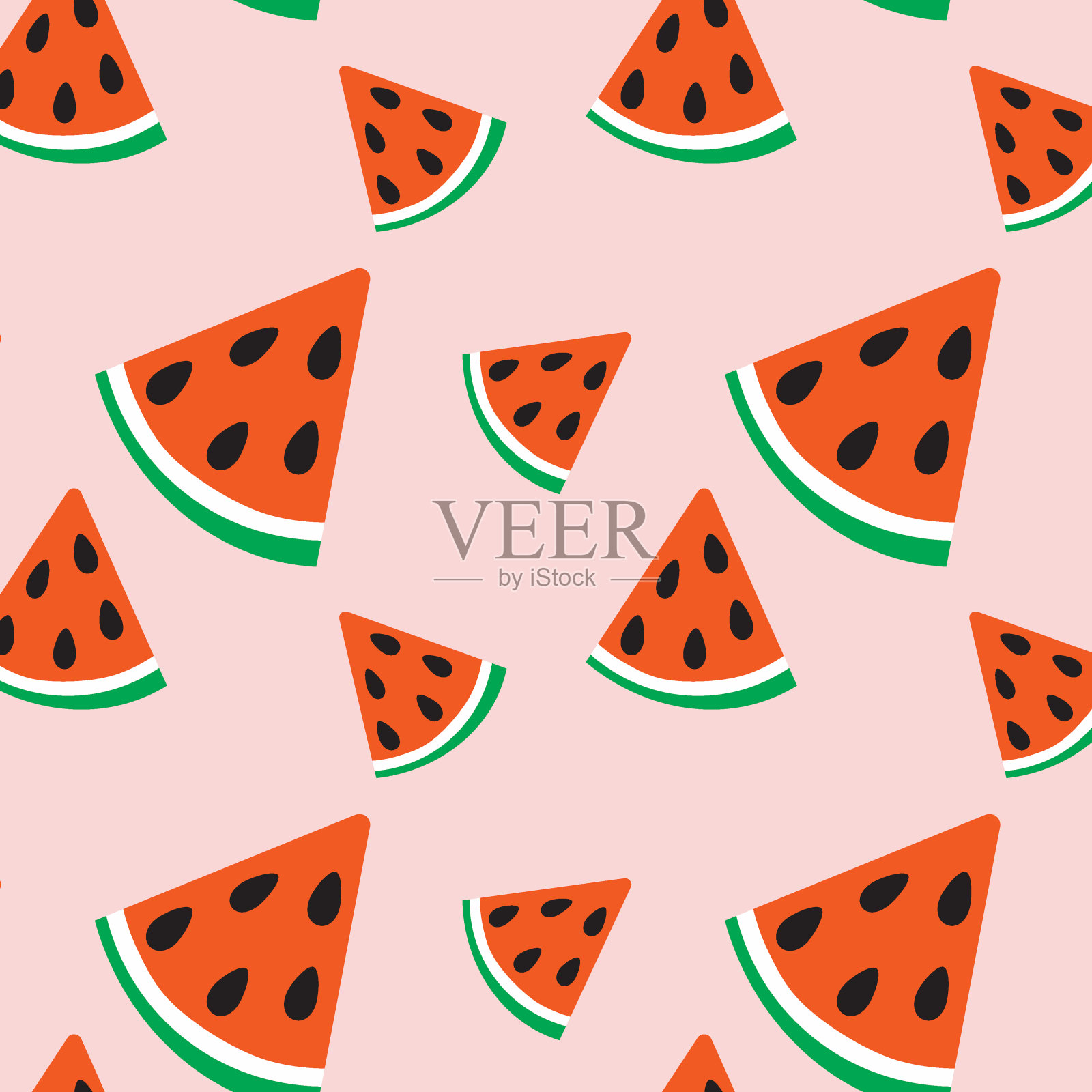 多彩的无缝夏季图案在时尚的阴影与手绘西瓜片。插画图片素材