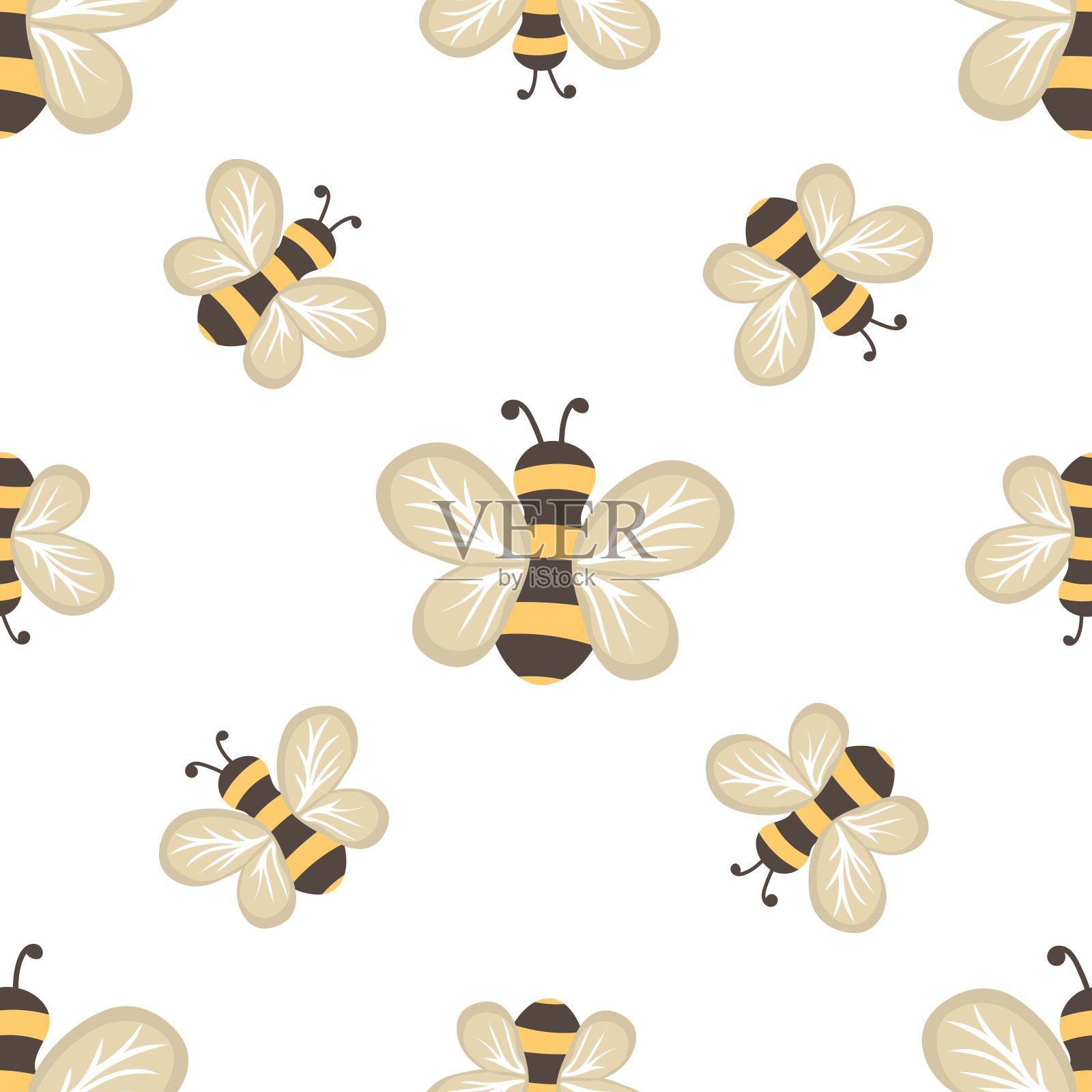 与蜜蜂无缝图案。适用于纺织品、织物、墙纸、包装插画图片素材