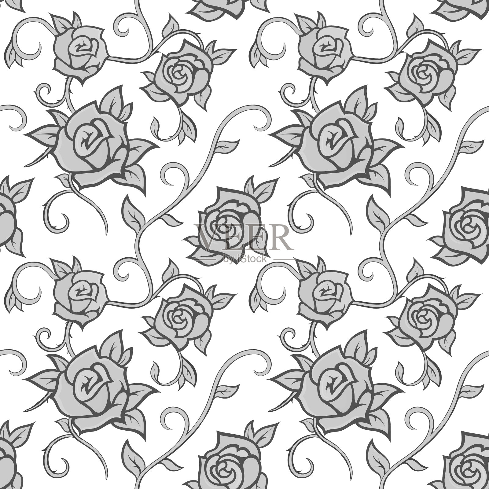 玫瑰无缝图案插画图片素材