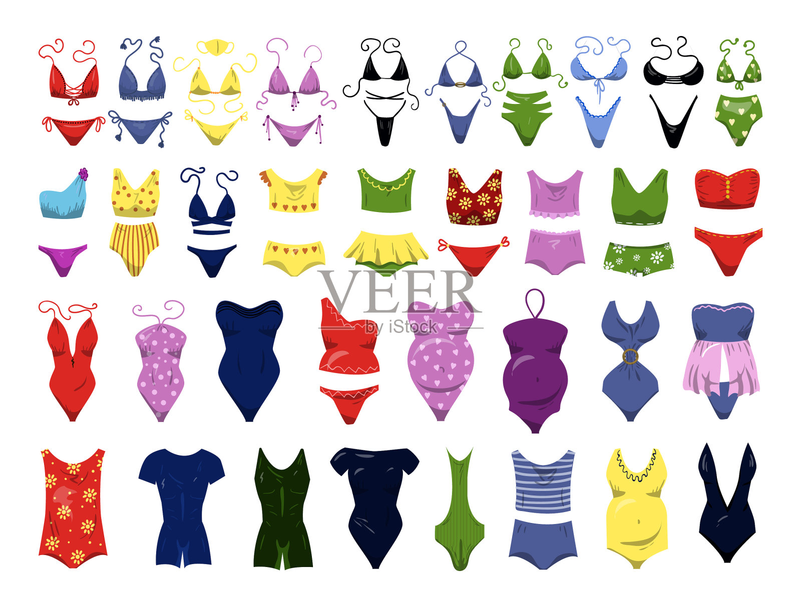女性泳装和比基尼插画图片素材