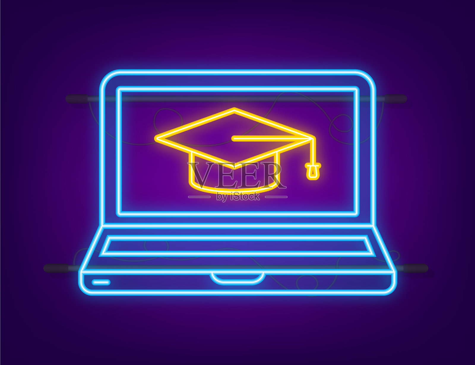 在线教育学校霓虹图标教育插画图片素材