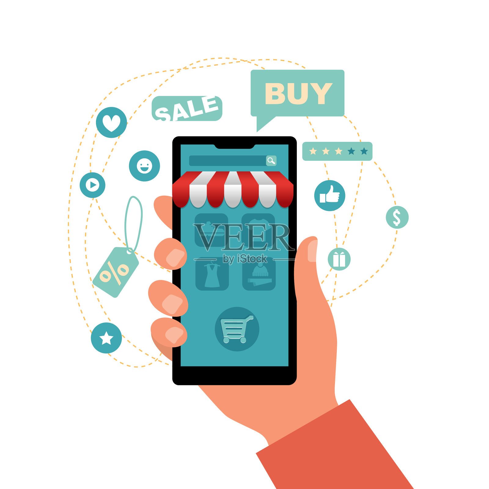 智能手机在手里设计元素图片