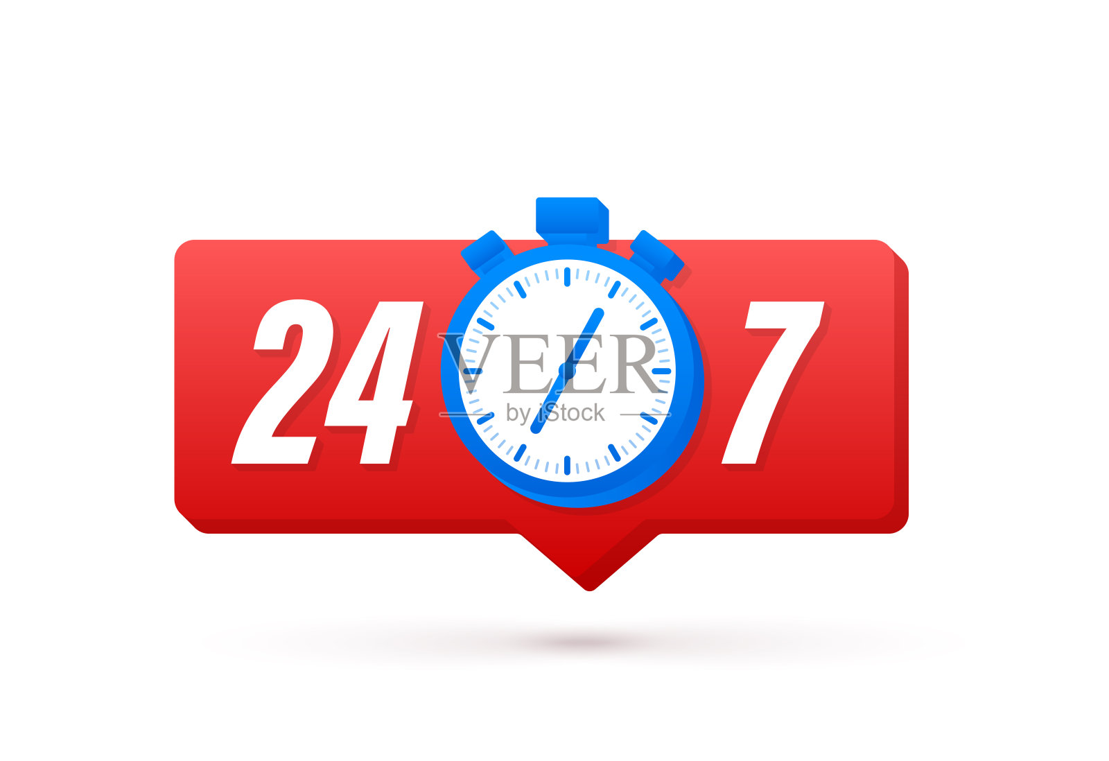 全天无休的服务理念。24 - 7。支持服务图标。向量股票插图插画图片素材