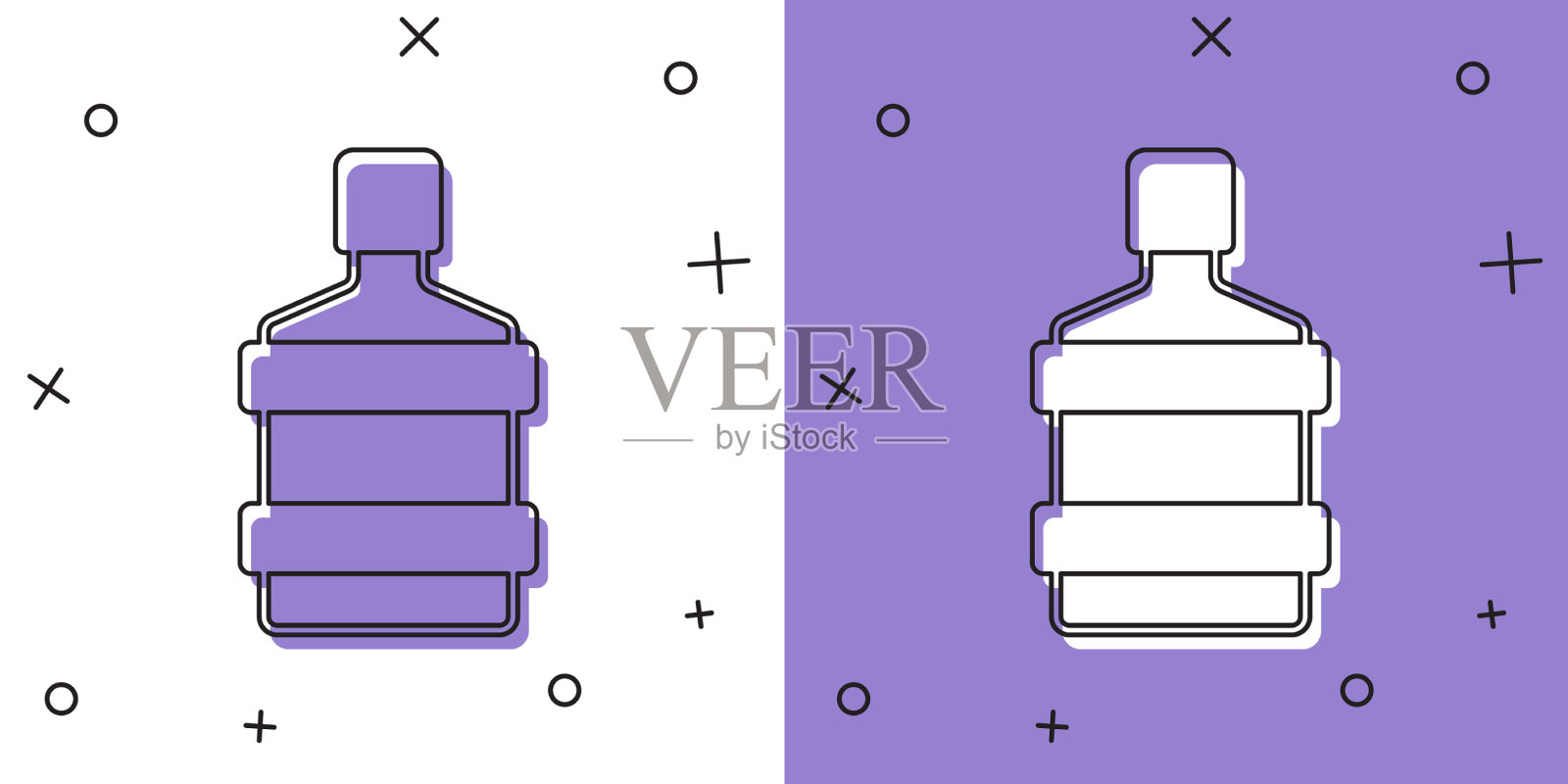 设置大瓶与干净的水图标隔离插画图片素材