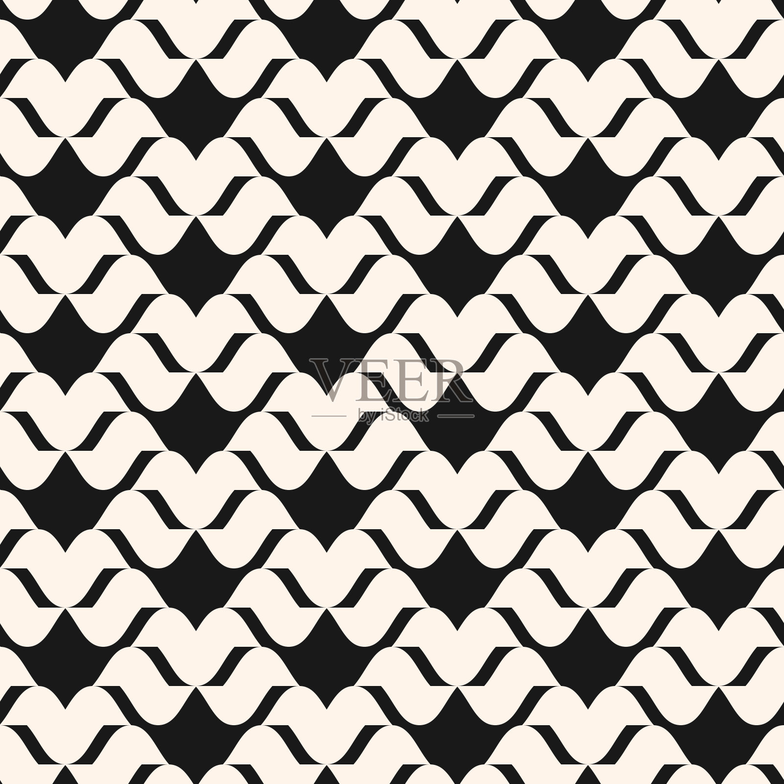 优雅的黑白装饰，波浪形状，曲线，编织，网插画图片素材