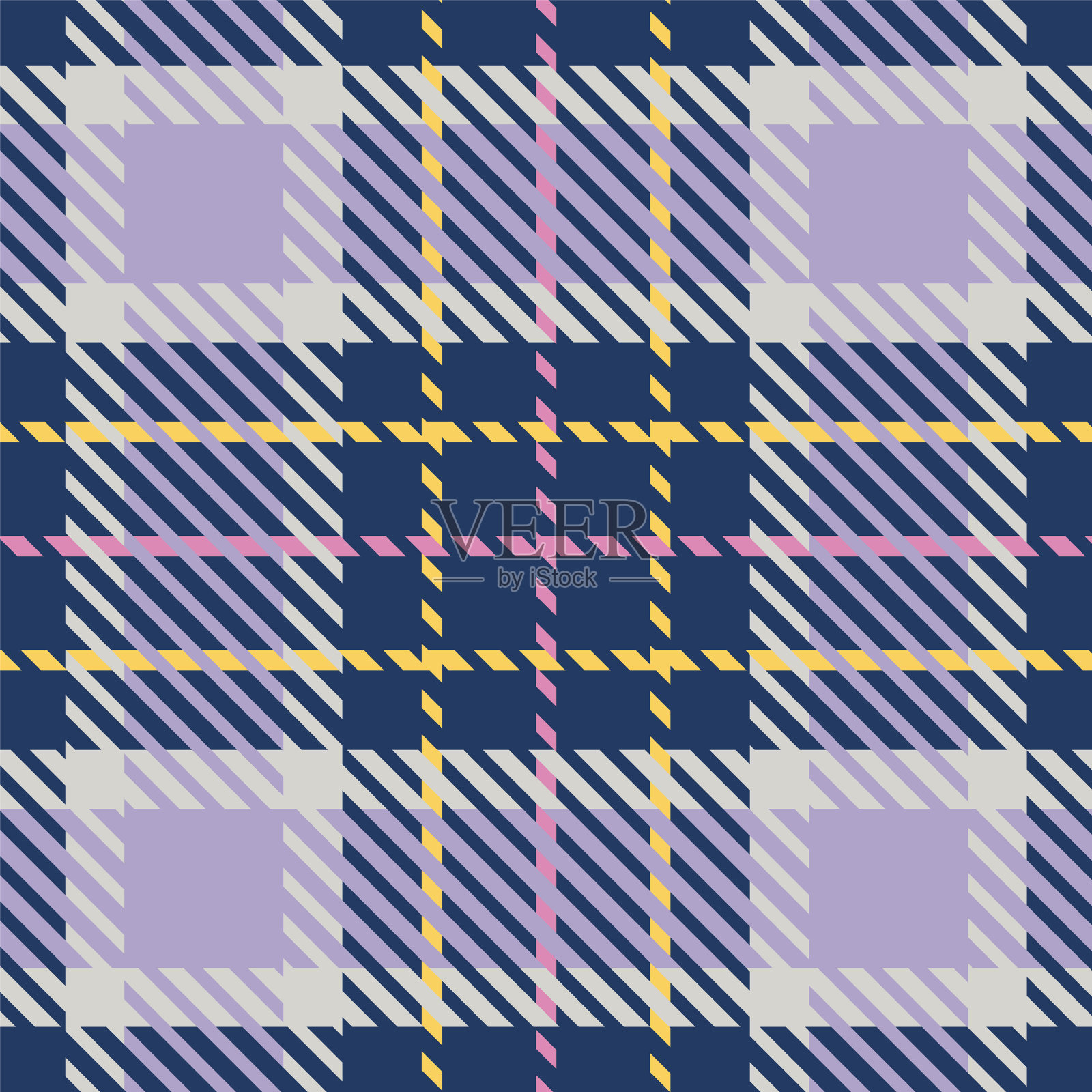 春天清新的无缝格子图案插画图片素材