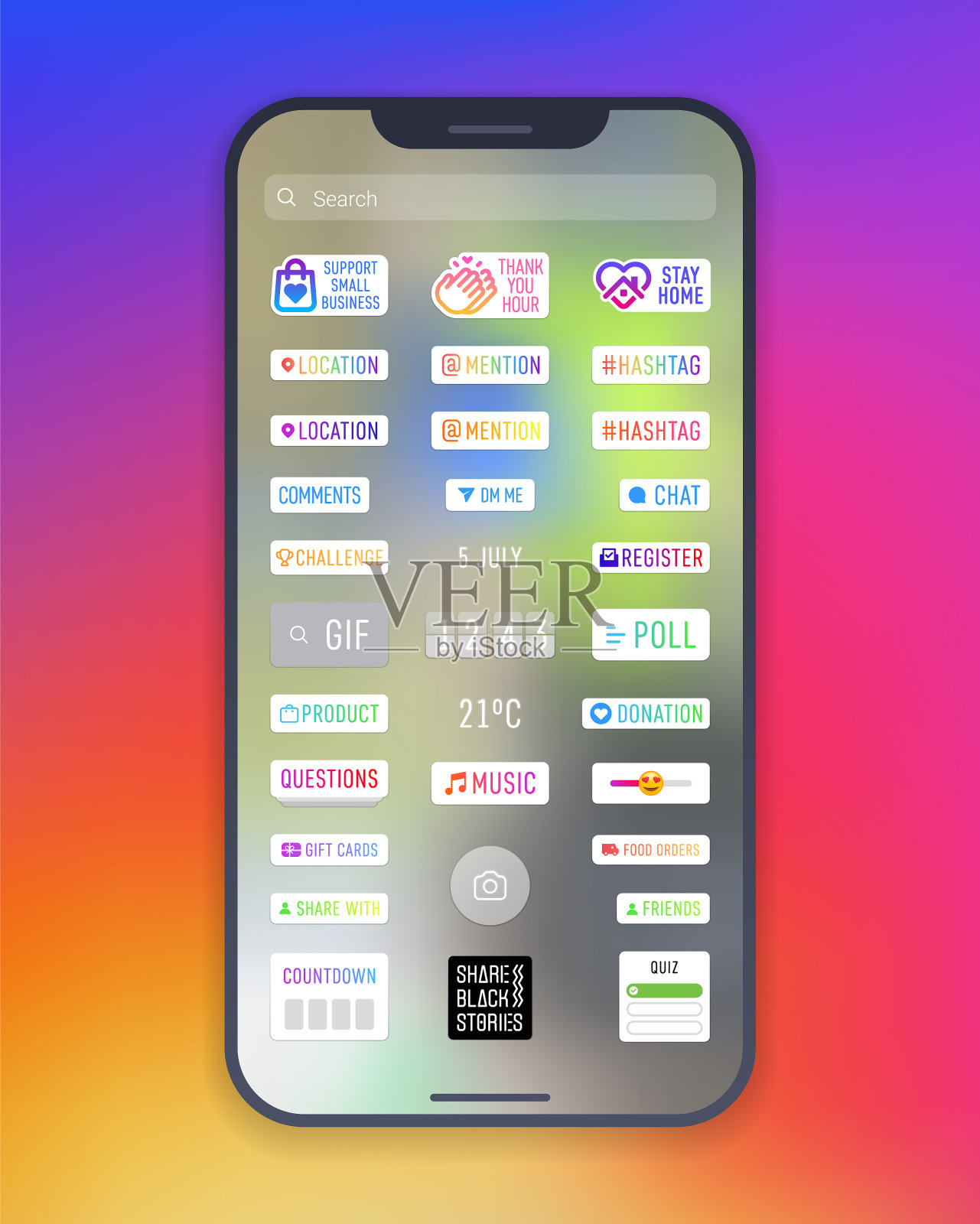 故事贴纸相机界面插画图片素材