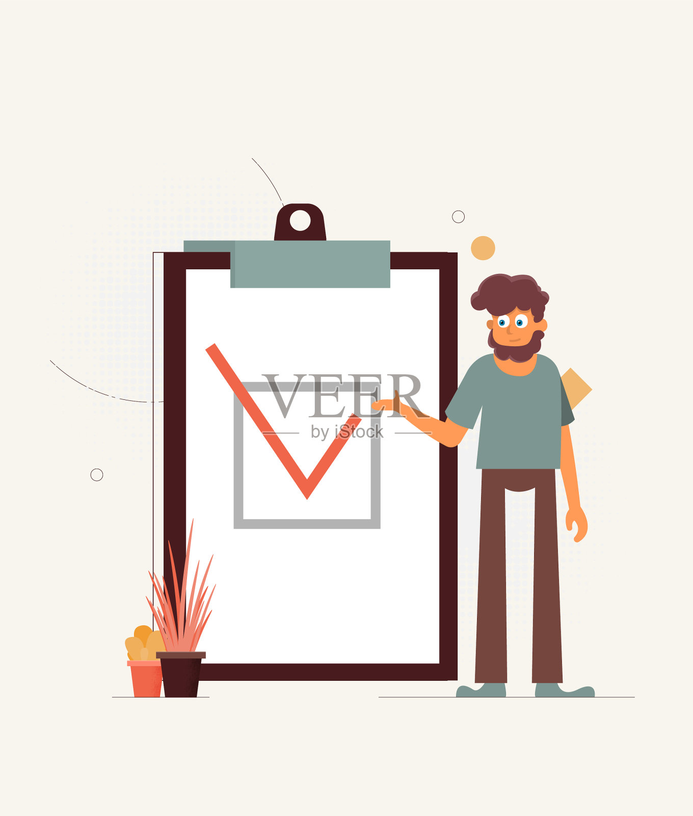 一个正能量的商人，手里拿着一支大铅笔插画图片素材