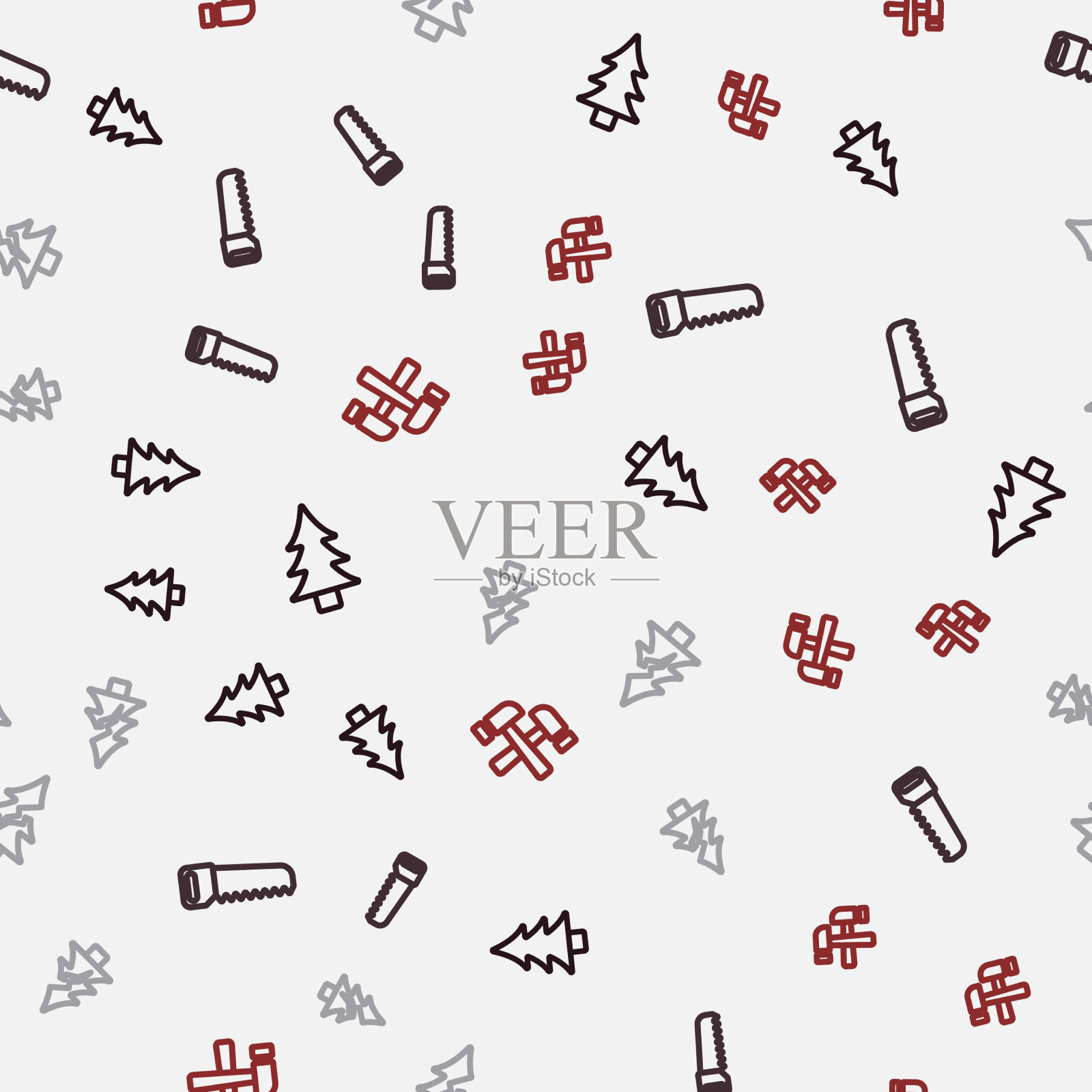 安装行树手锯和交叉锤图标素材