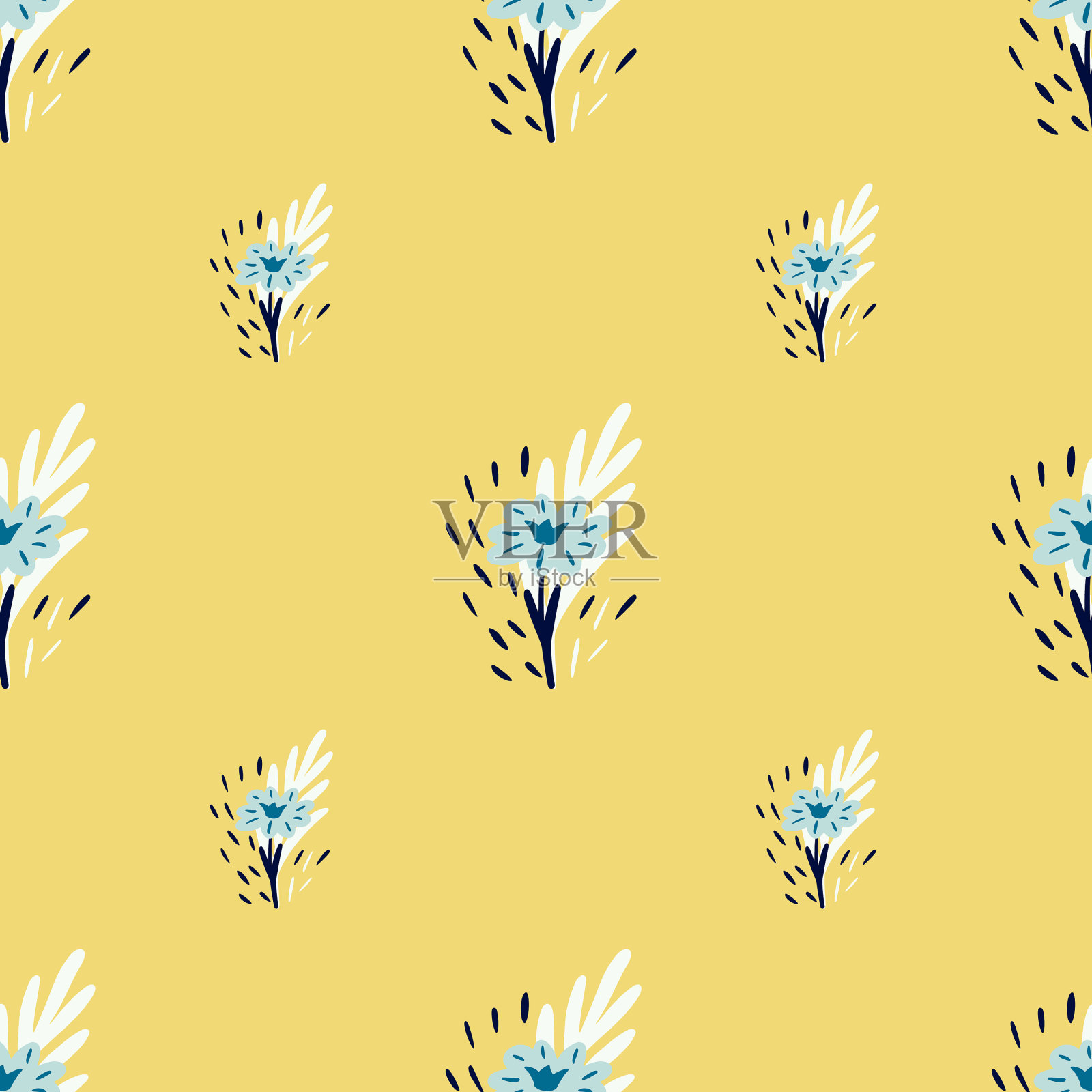 无缝图案与小花束插画图片素材