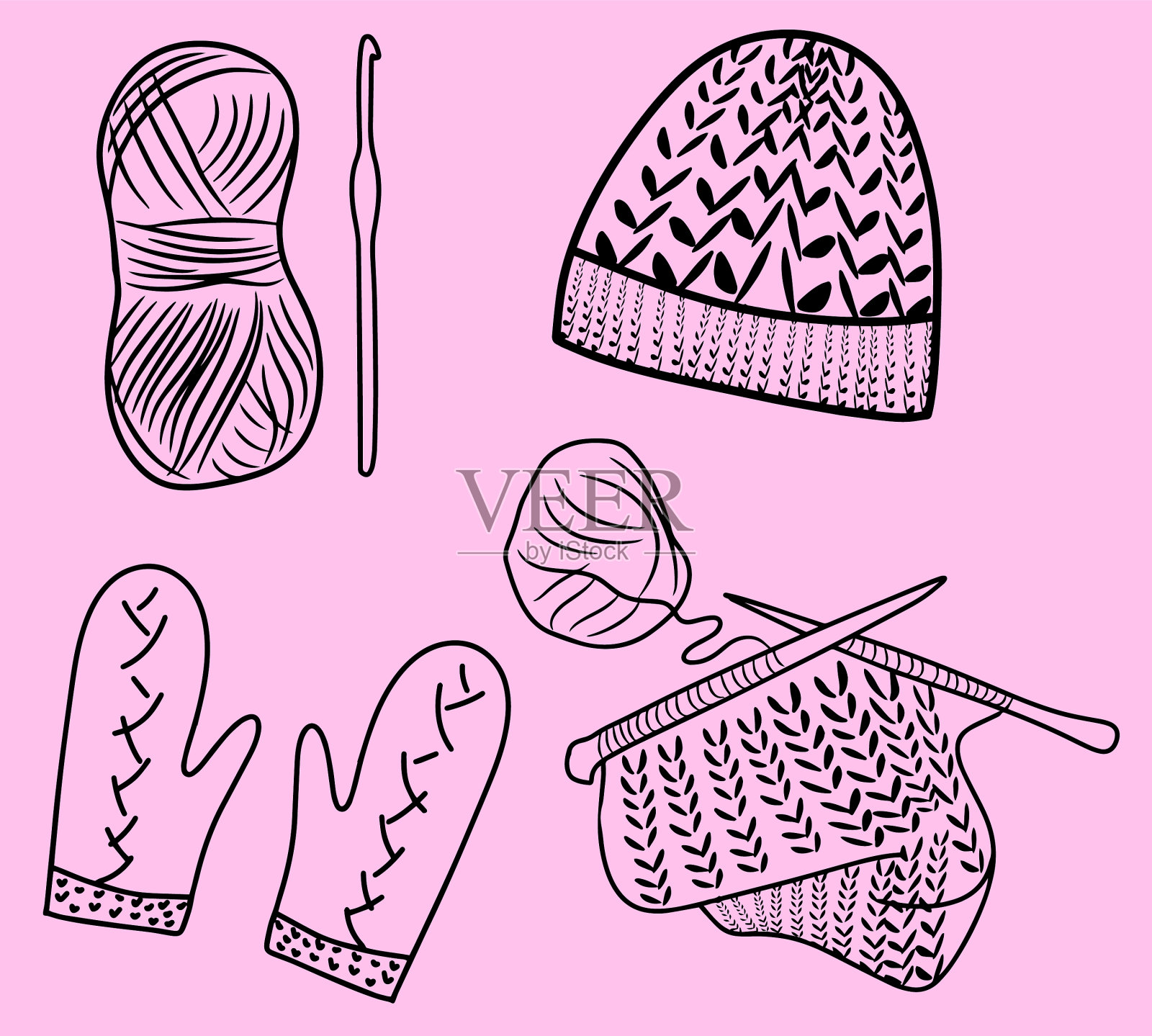 世界针织日以针织纱公开插画图片素材