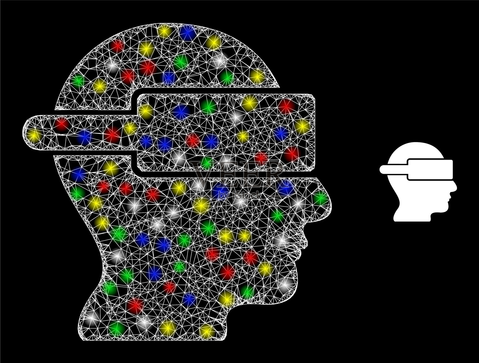 闪亮孵化的网络虚拟现实图标插画图片素材