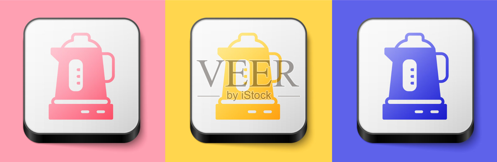 粉色上孤立的等距电水壶图标图标素材