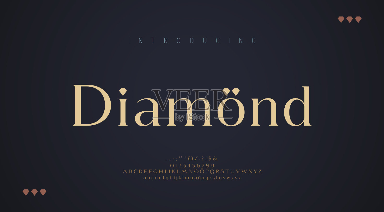 优雅的字母字母字体和数字经典插画图片素材